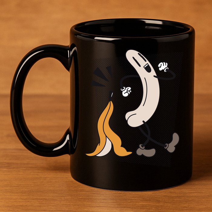 Naked Banana Retro Cartoon 11oz C Handle Ceramic Mug