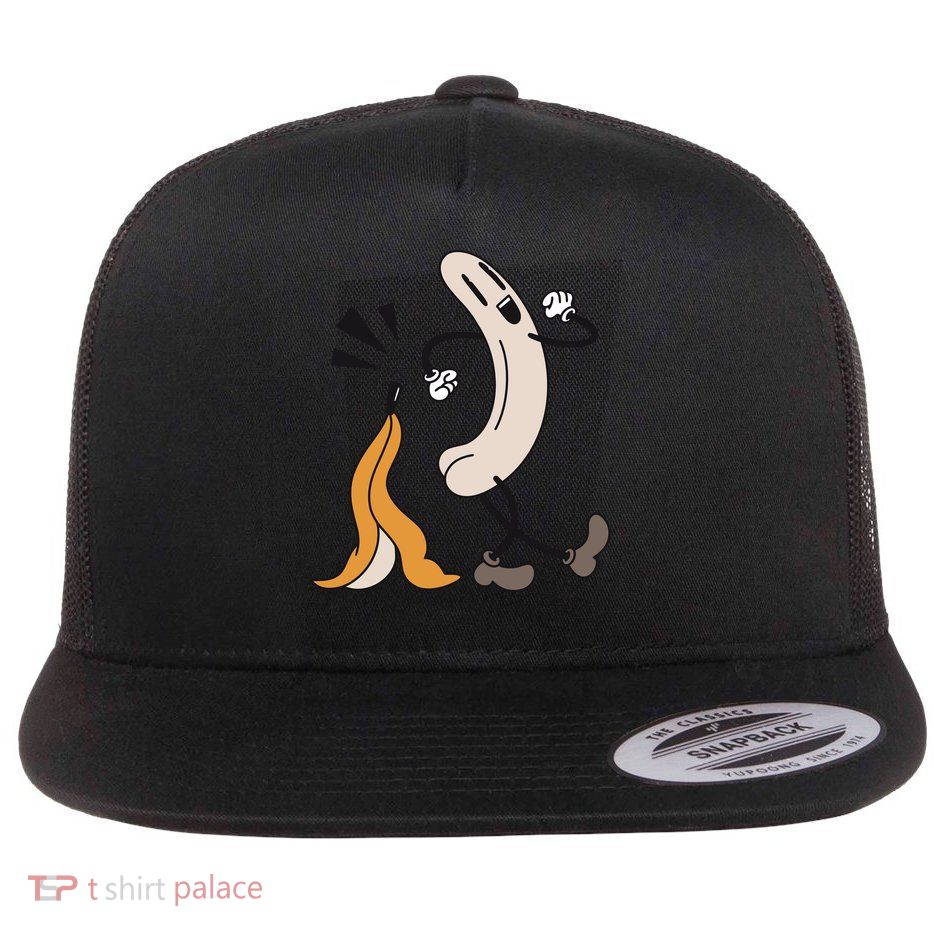 Naked Banana Retro Cartoon Flat Bill Trucker Hat