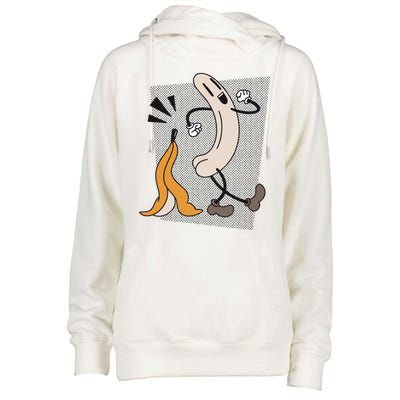 Naked Banana Retro Cartoon Womens Funnel Neck Pullover Hood