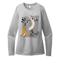 Naked Banana Retro Cartoon Womens CVC Long Sleeve Shirt