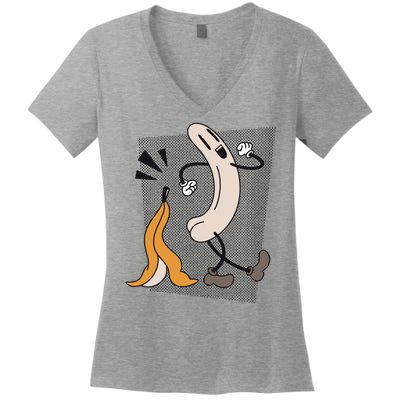 Naked Banana Retro Cartoon Women's V-Neck T-Shirt