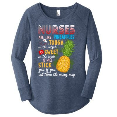 Nurses Are Like Pineapples Funny Nursing Gift Women's Perfect Tri Tunic Long Sleeve Shirt