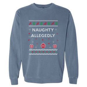 Naughty Allegedly Lawyer Funny Attorney Ugly Christmas Cool Gift Garment-Dyed Sweatshirt