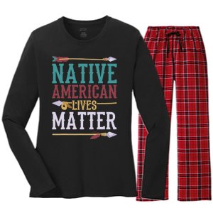 Native American Lives Matter Native American Design Women's Long Sleeve Flannel Pajama Set 