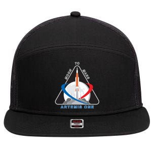 NASA Artemis Moon To Mars 7 Panel Mesh Trucker Snapback Hat