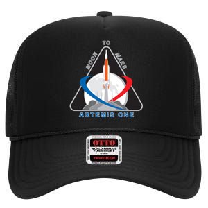 NASA Artemis Moon To Mars High Crown Mesh Back Trucker Hat