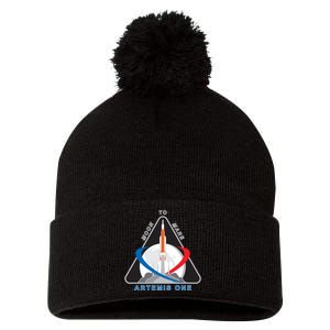 NASA Artemis Moon To Mars Pom Pom 12in Knit Beanie