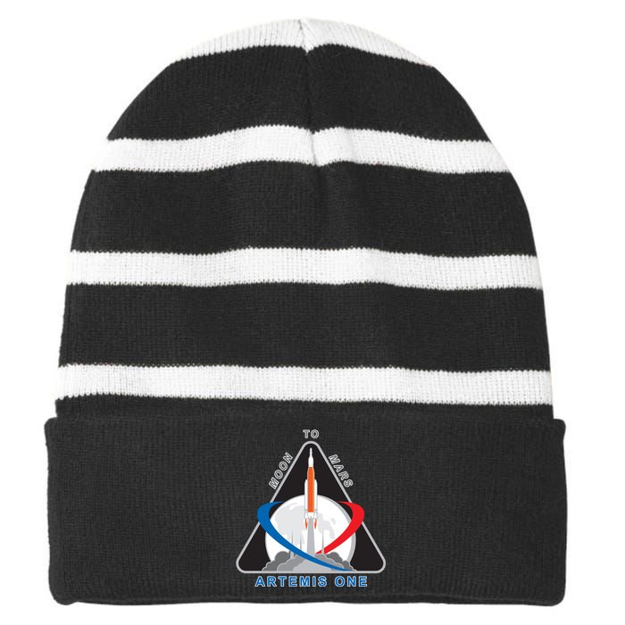 NASA Artemis Moon To Mars Striped Beanie with Solid Band