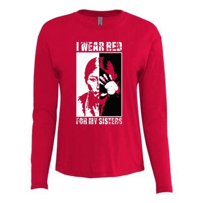 Native America MMIW Awareness I Wear Red For My Sisters Womens Cotton Relaxed Long Sleeve T-Shirt