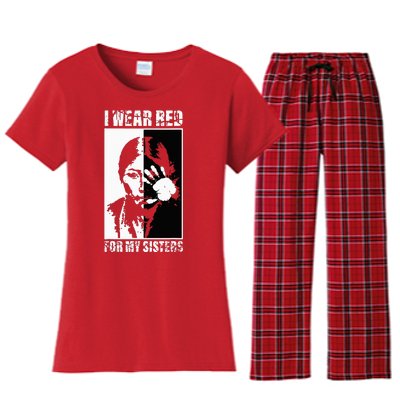 Native America MMIW Awareness I Wear Red For My Sisters Women's Flannel Pajama Set