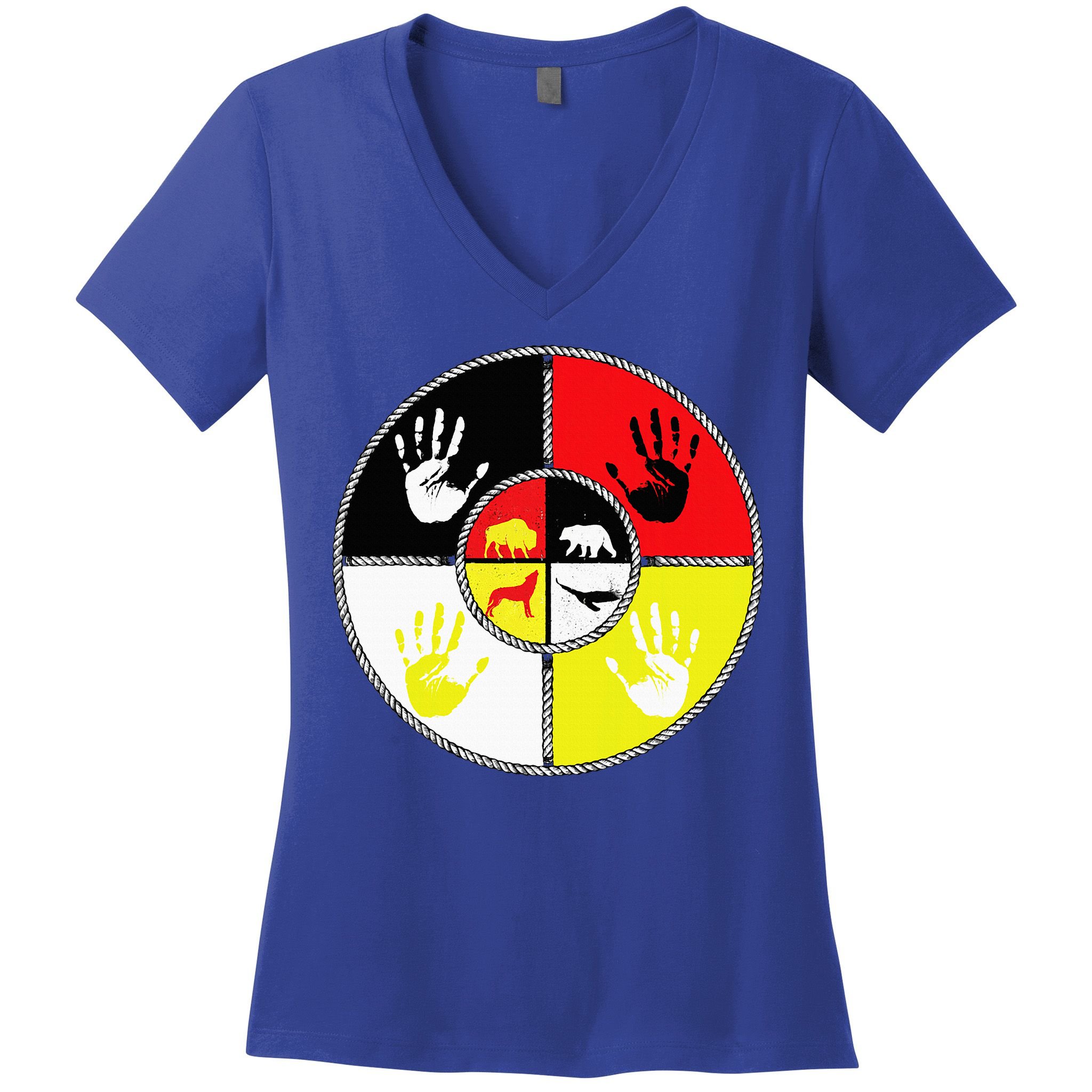 Native Americans Medicine Wheel Mmiw Women's V-Neck T-Shirt