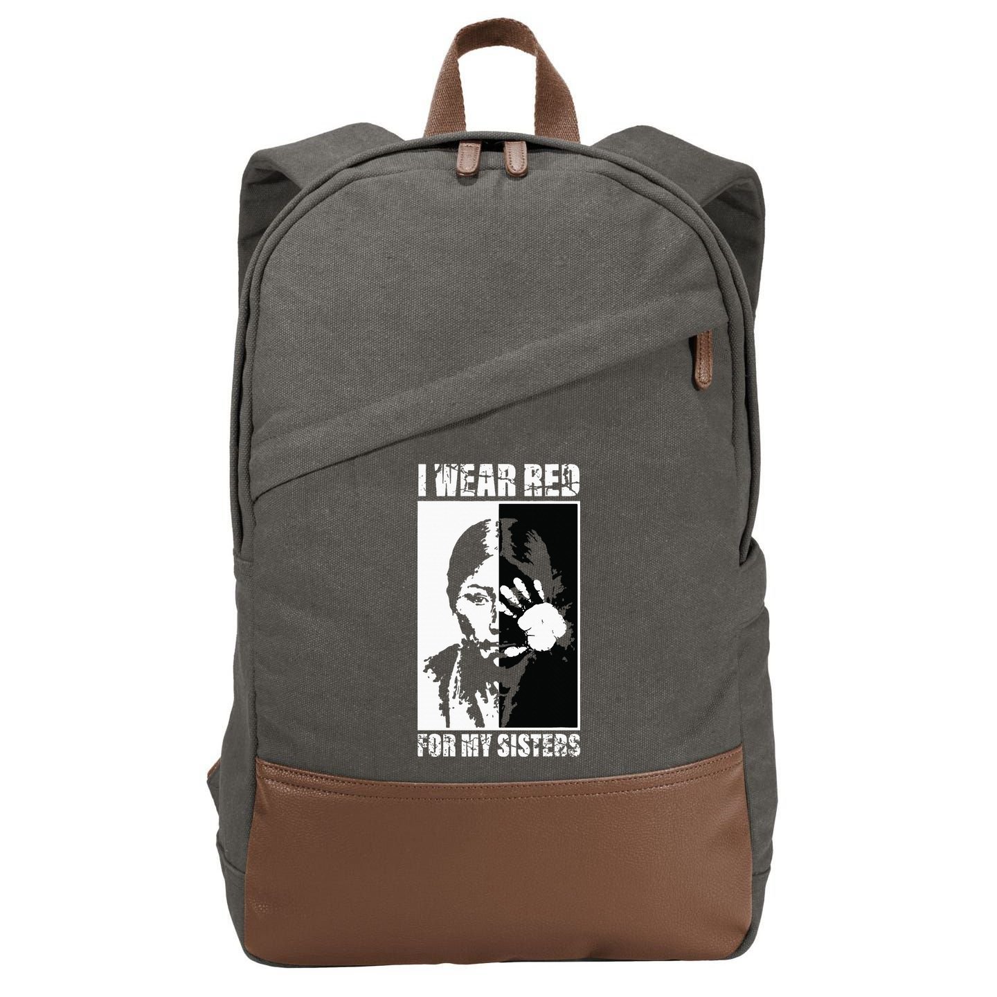 Native America MMIW Awareness I Wear Red For My Sisters Cotton Canvas Backpack