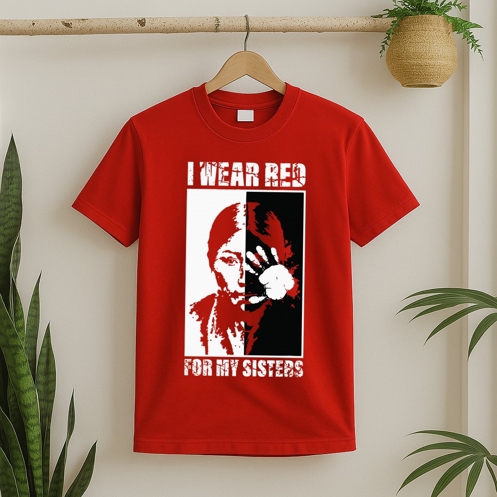 Native America MMIW Awareness I Wear Red For My Sisters T-Shirt