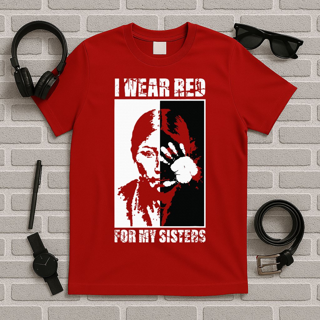 Native America MMIW Awareness I Wear Red For My Sisters T-Shirt
