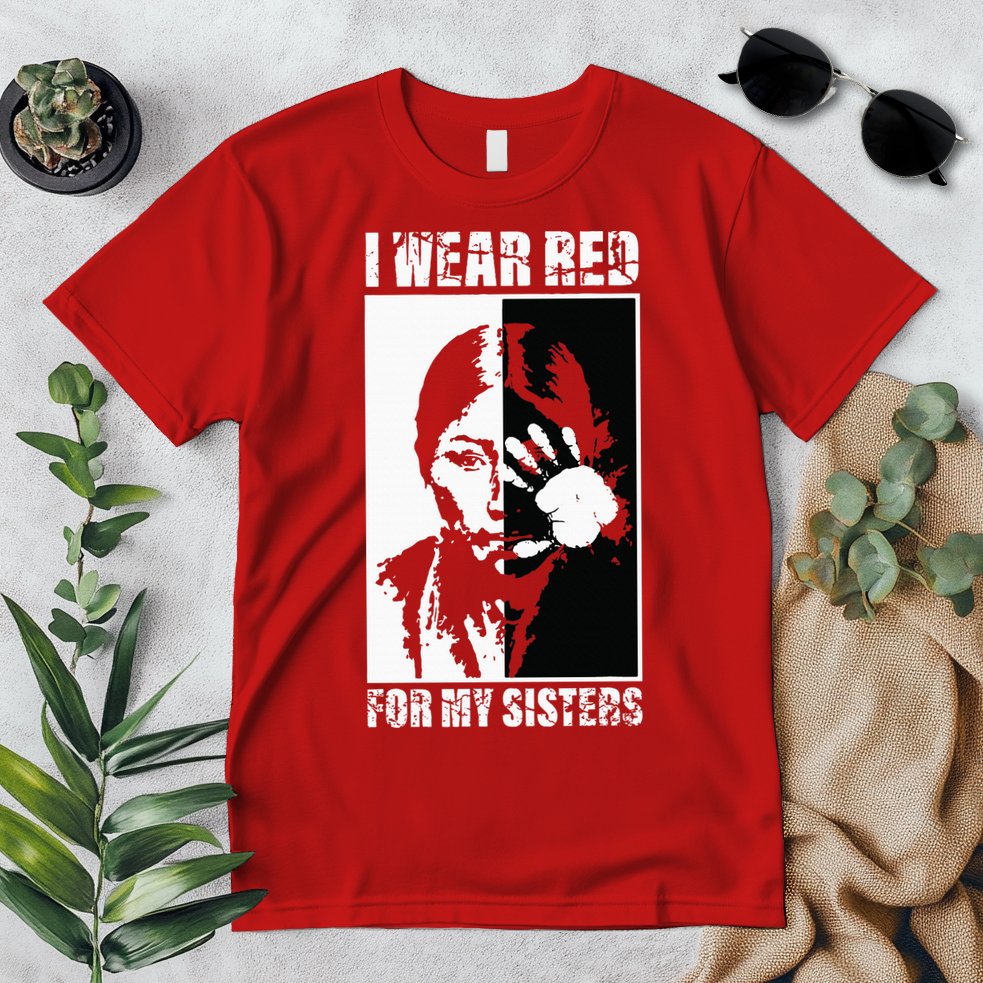 Native America MMIW Awareness I Wear Red For My Sisters Premium T-Shirt