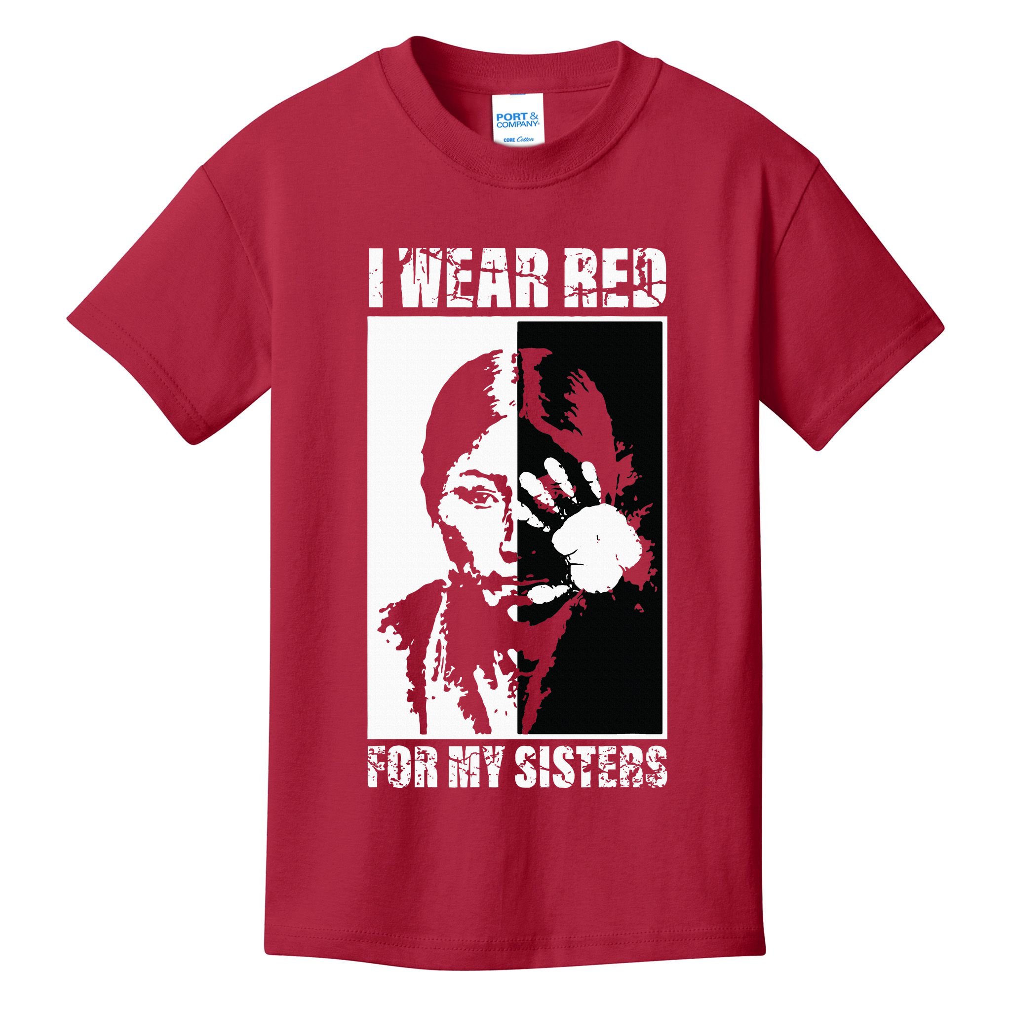 Native America MMIW Awareness I Wear Red For My Sisters Kids T-Shirt