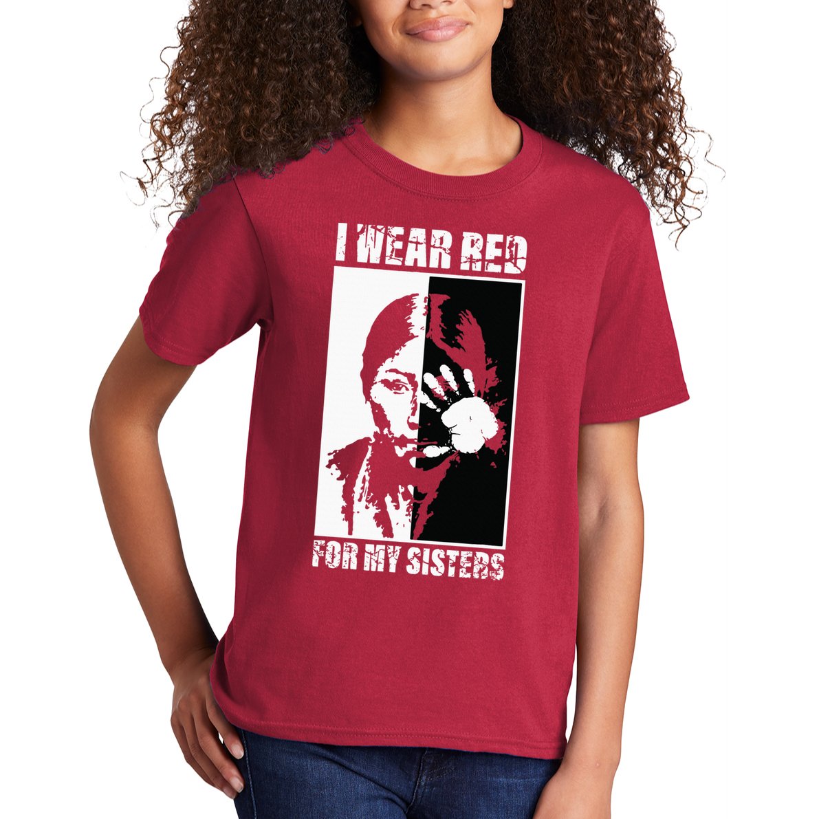 Native America MMIW Awareness I Wear Red For My Sisters Kids T-Shirt