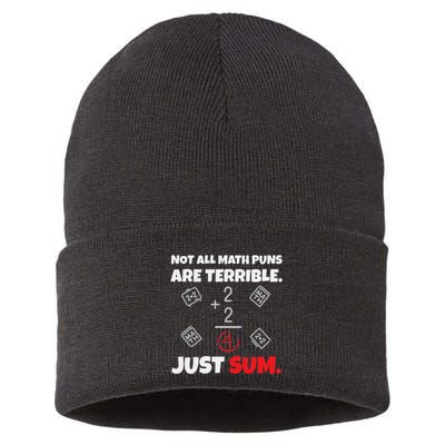 Not All Math Jokes Are Terrible Just Sum Math Teacher Pun Sustainable Knit Beanie