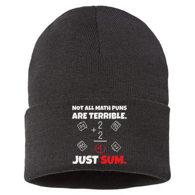 Not All Math Jokes Are Terrible Just Sum Math Teacher Pun Sustainable Knit Beanie