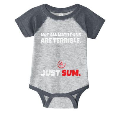 Not All Math Jokes Are Terrible Just Sum Math Teacher Pun Infant Baby Jersey Bodysuit