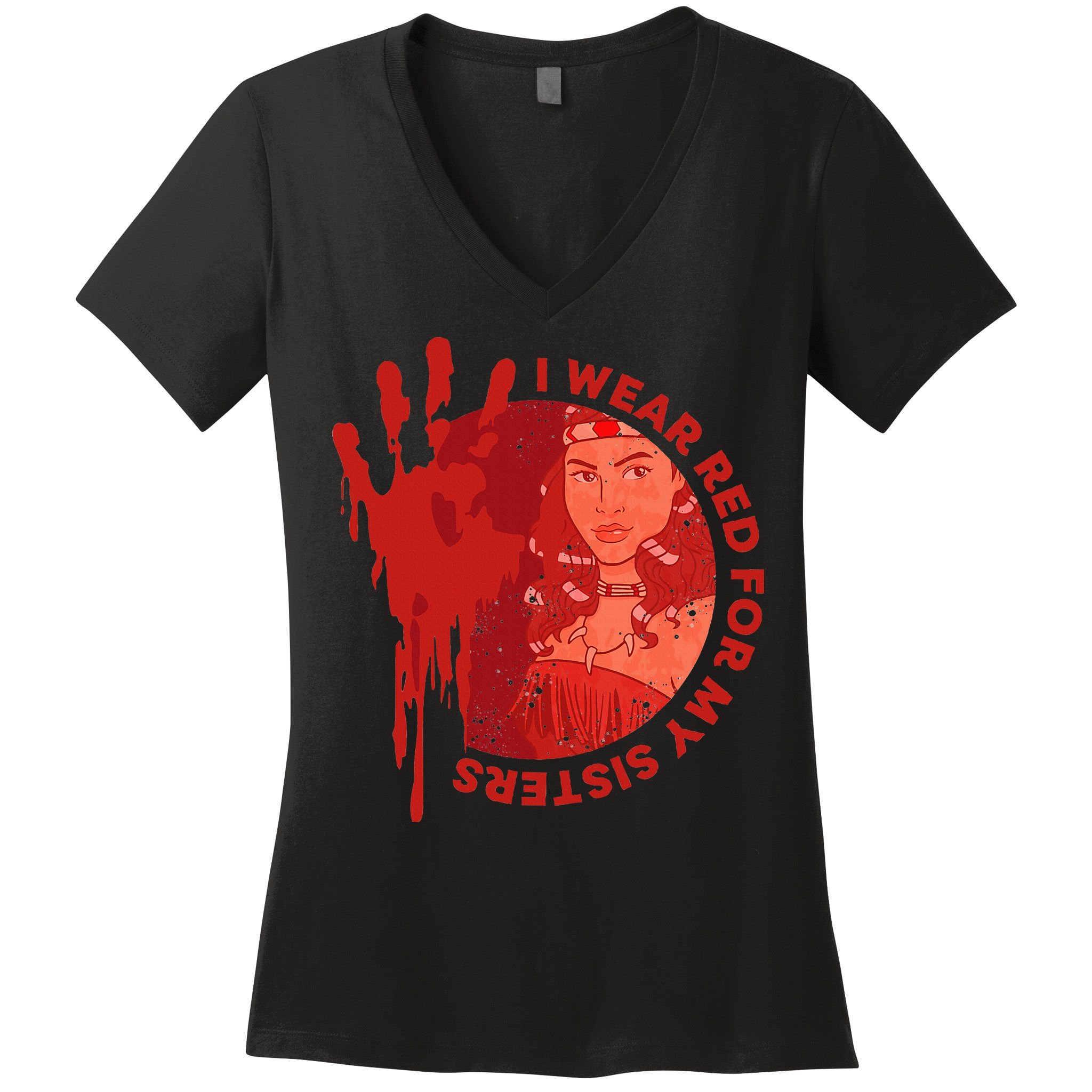 Native America Mmiw Awareness I Wear Red For My Sisters Women's V-Neck T-Shirt