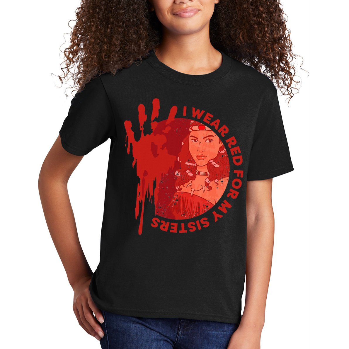 Native America Mmiw Awareness I Wear Red For My Sisters Kids T-Shirt