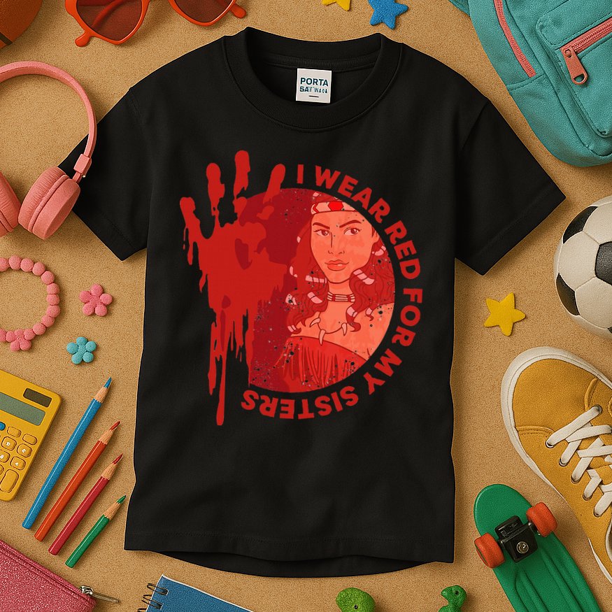 Native America Mmiw Awareness I Wear Red For My Sisters Kids T-Shirt