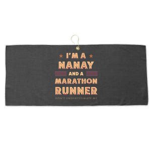 Nanay And Marathon Runner Funny Running Humor Sprinting Mom Gift Large Microfiber Waffle Golf Towel