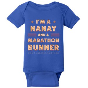 Nanay And Marathon Runner Funny Running Humor Sprinting Mom Gift Baby Bodysuit