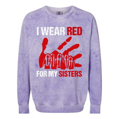 Native America MMIW Awareness I Wear Red For My Sisters Colorblast Crewneck Sweatshirt