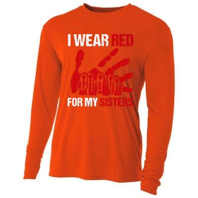 Native America MMIW Awareness I Wear Red For My Sisters Cooling Performance Long Sleeve Crew