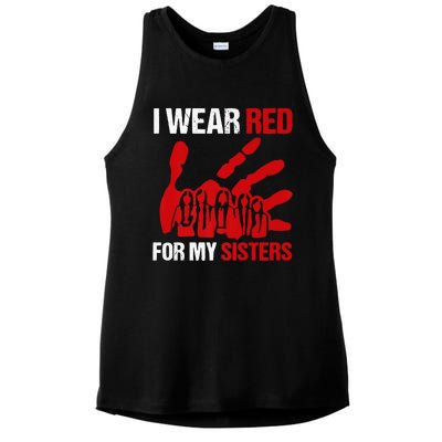 Native America MMIW Awareness I Wear Red For My Sisters Ladies PosiCharge Tri-Blend Wicking Tank