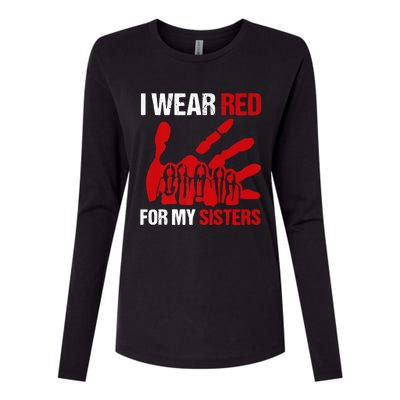 Native America MMIW Awareness I Wear Red For My Sisters Womens Cotton Relaxed Long Sleeve T-Shirt