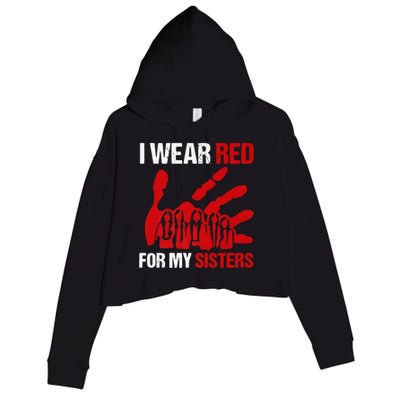 Native America MMIW Awareness I Wear Red For My Sisters Crop Fleece Hoodie