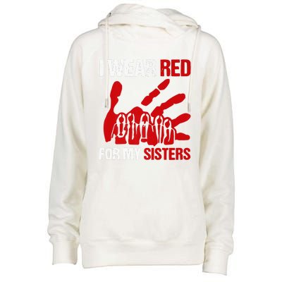 Native America MMIW Awareness I Wear Red For My Sisters Womens Funnel Neck Pullover Hood