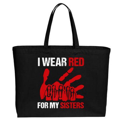 Native America MMIW Awareness I Wear Red For My Sisters Cotton Canvas Jumbo Tote