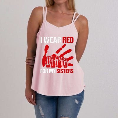 Native America MMIW Awareness I Wear Red For My Sisters Women's Strappy Tank