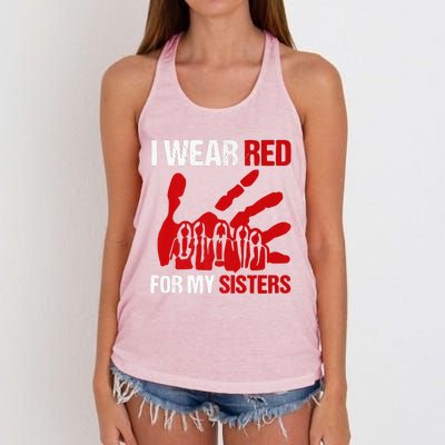 Native America MMIW Awareness I Wear Red For My Sisters Women's Knotted Racerback Tank