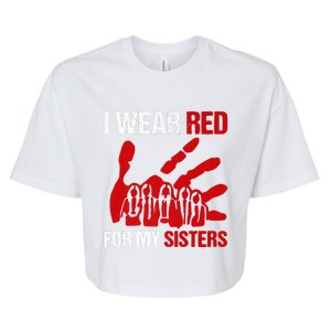 Native America MMIW Awareness I Wear Red For My Sisters Bella+Canvas Jersey Crop Tee