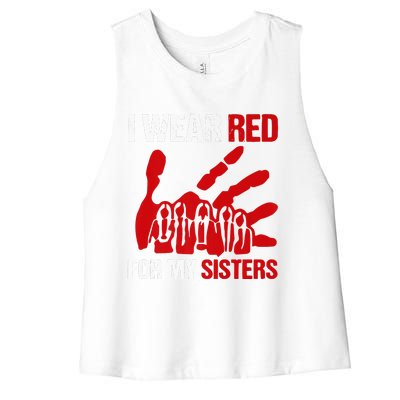 Native America MMIW Awareness I Wear Red For My Sisters Women's Racerback Cropped Tank