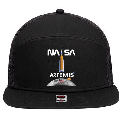 NASA Artemis Mission SLS Worm Insignia 7 Panel Mesh Trucker Snapback Hat