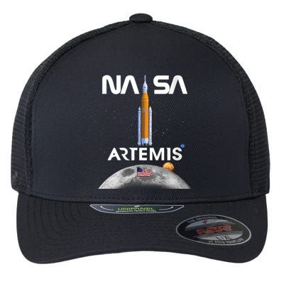 NASA Artemis Mission SLS Worm Insignia Flexfit Unipanel Trucker Cap