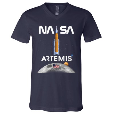 NASA Artemis Mission SLS Worm Insignia V-Neck T-Shirt