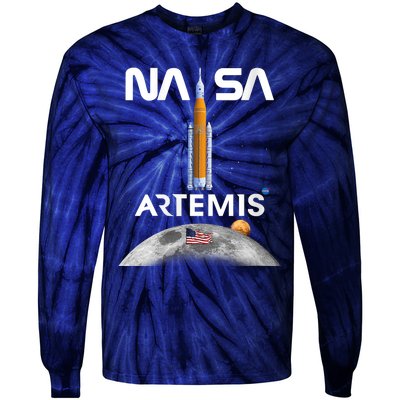 NASA Artemis Mission SLS Worm Insignia Tie-Dye Long Sleeve Shirt