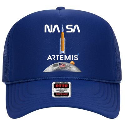 NASA Artemis Mission SLS Worm Insignia High Crown Mesh Back Trucker Hat