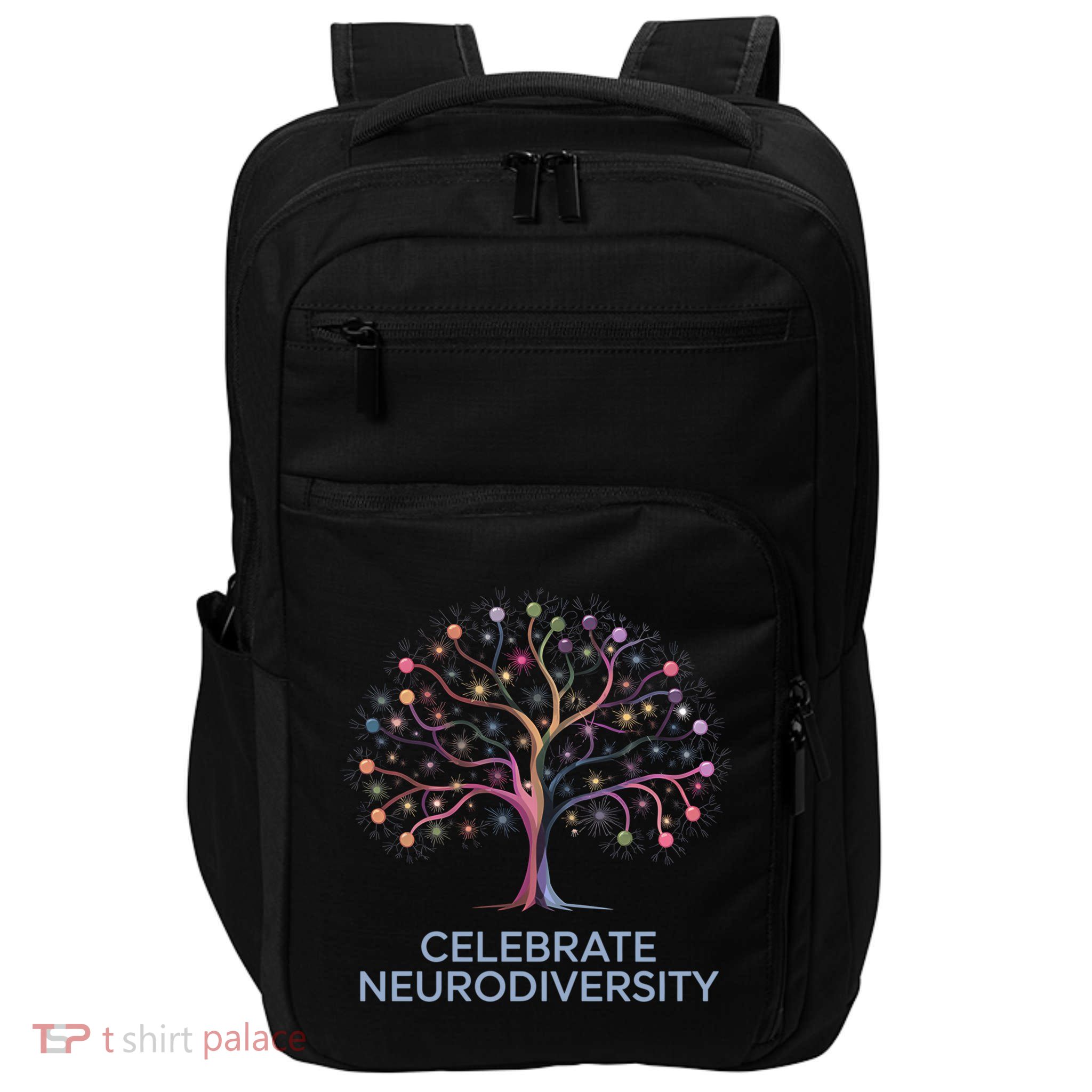 Neurodiversity Acceptance Month Colorful Brain Tree Graphic Gift Impact Tech Backpack
