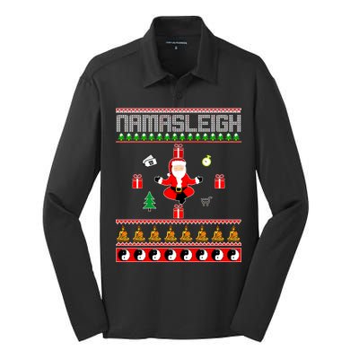 Namasleigh Ugly Christmas Silk Touch Performance Long Sleeve Polo