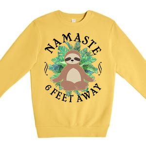 Namaste 6 Feet Away Meditating Sloth Premium Crewneck Sweatshirt