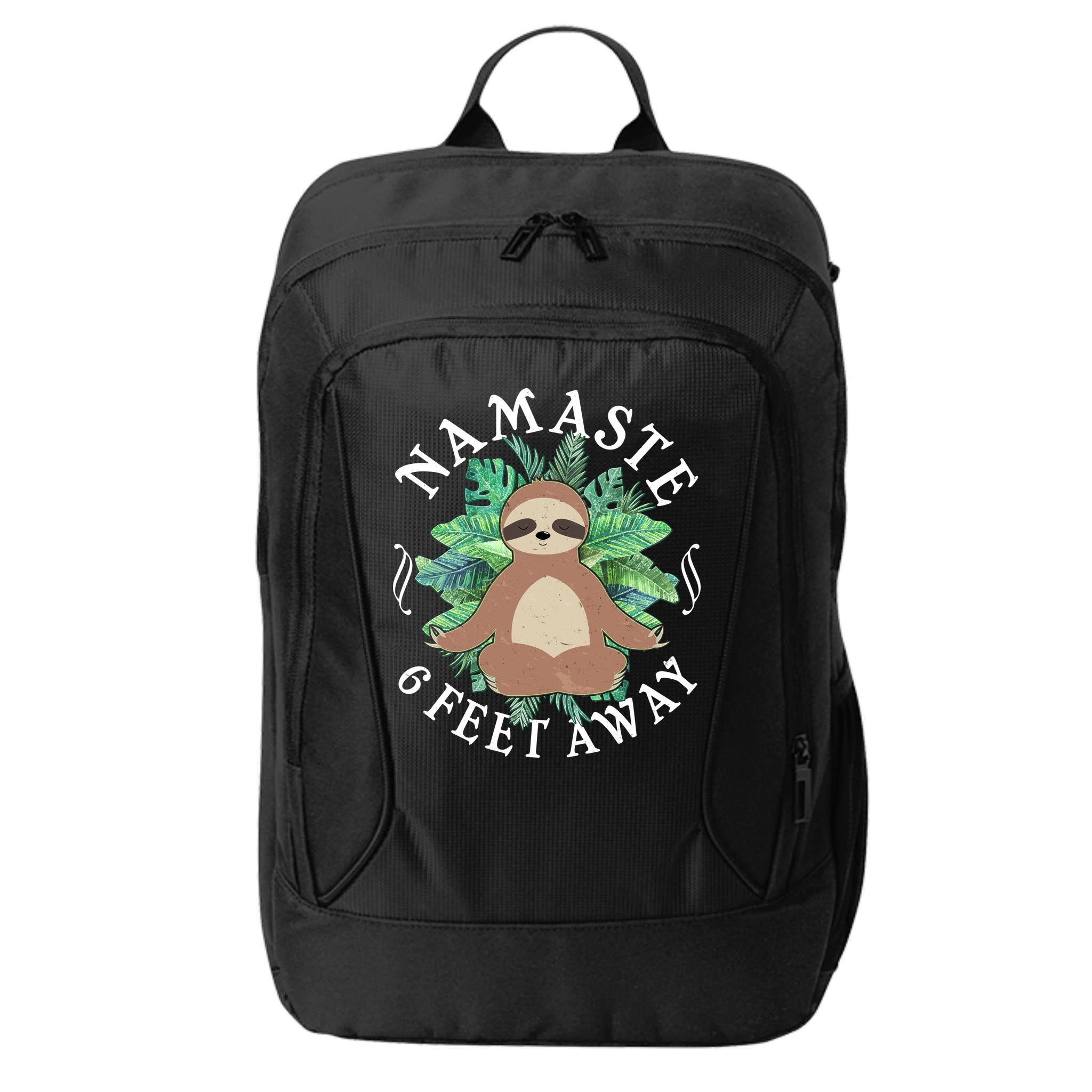 Namaste 6 Feet Away Meditating Sloth City Backpack