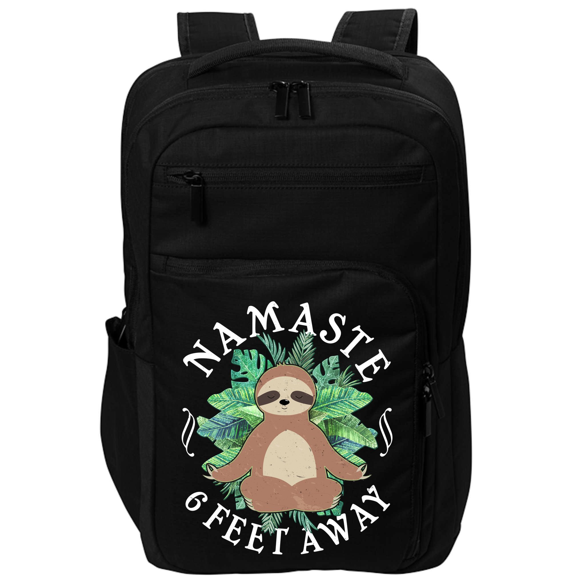 Namaste 6 Feet Away Meditating Sloth Impact Tech Backpack